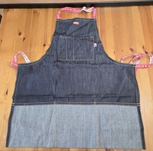 Harvey's Denim Apron with Signature Logo Red Straps